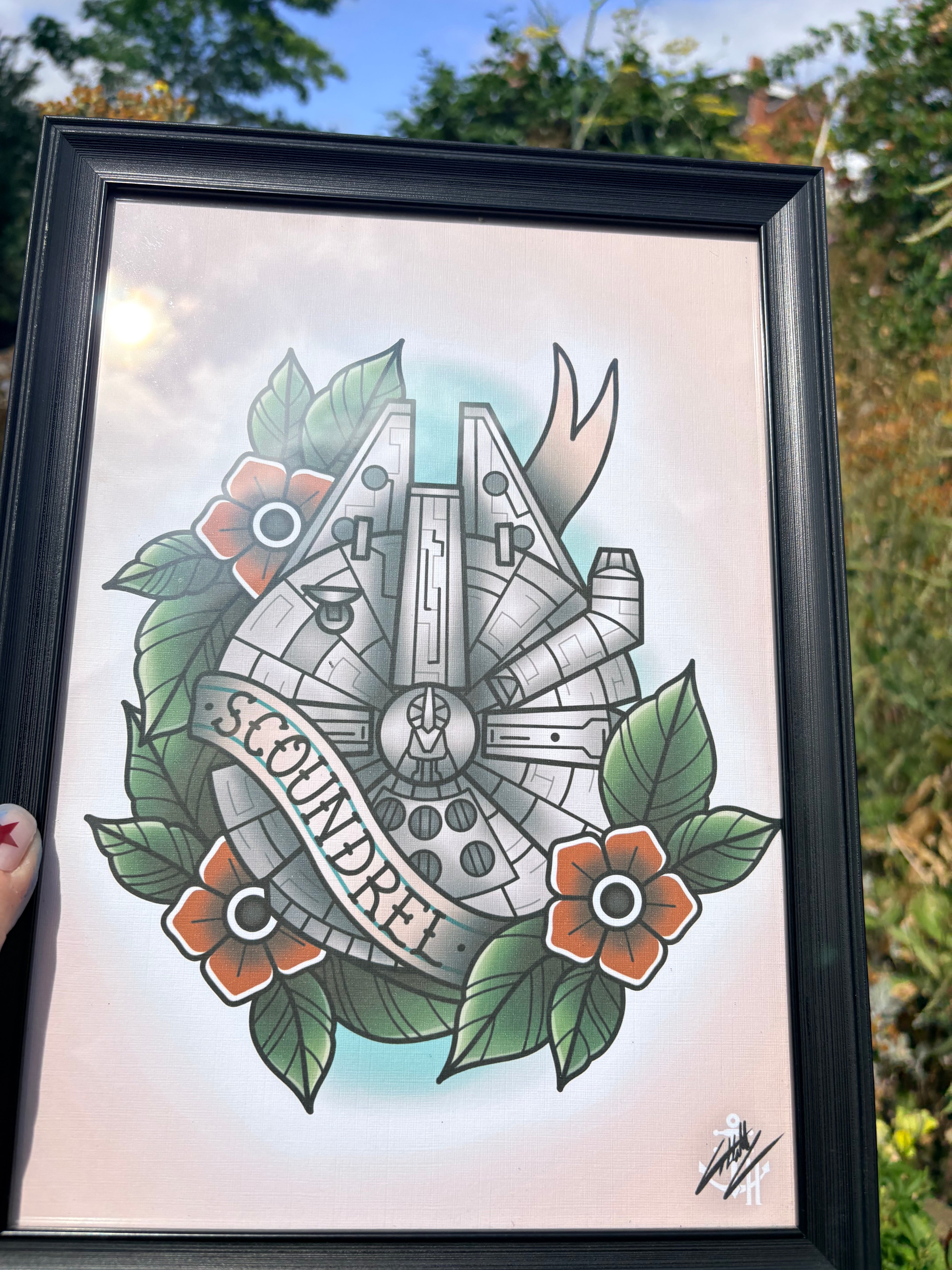Star was millennium falcon original print (framed)