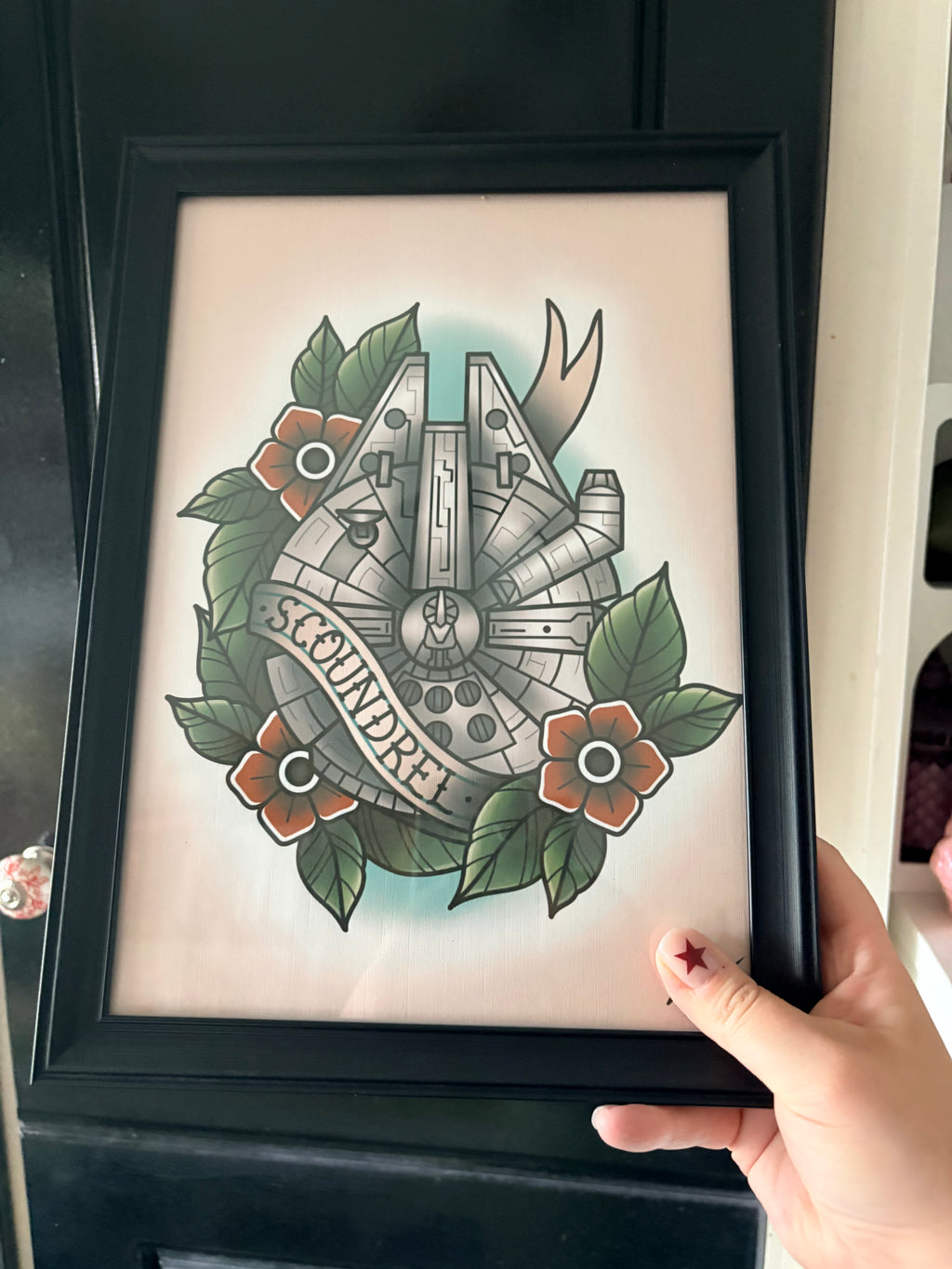 Star was millennium falcon original print (framed)