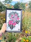 Peony original print (framed)