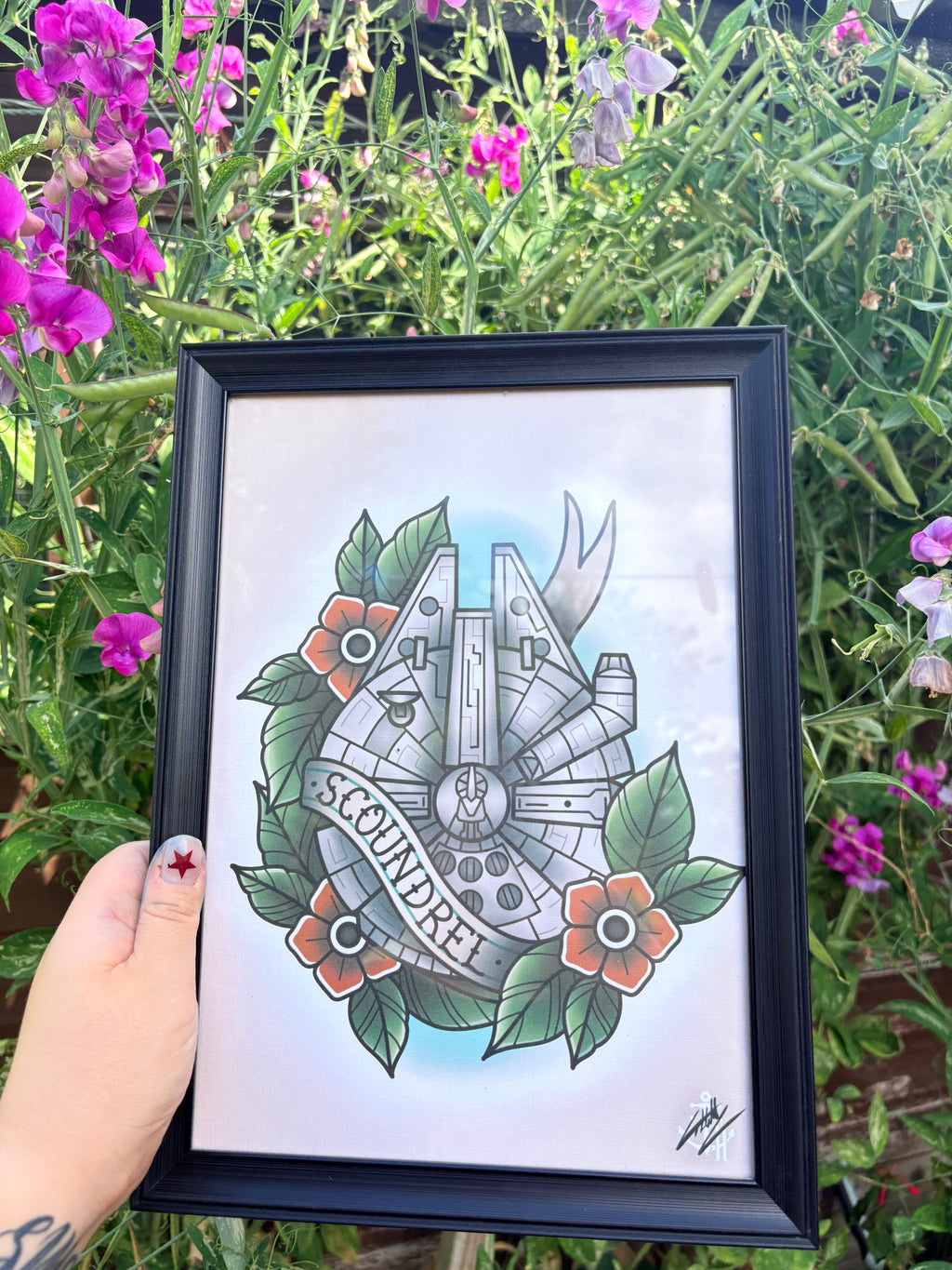 Star was millennium falcon original print (framed)