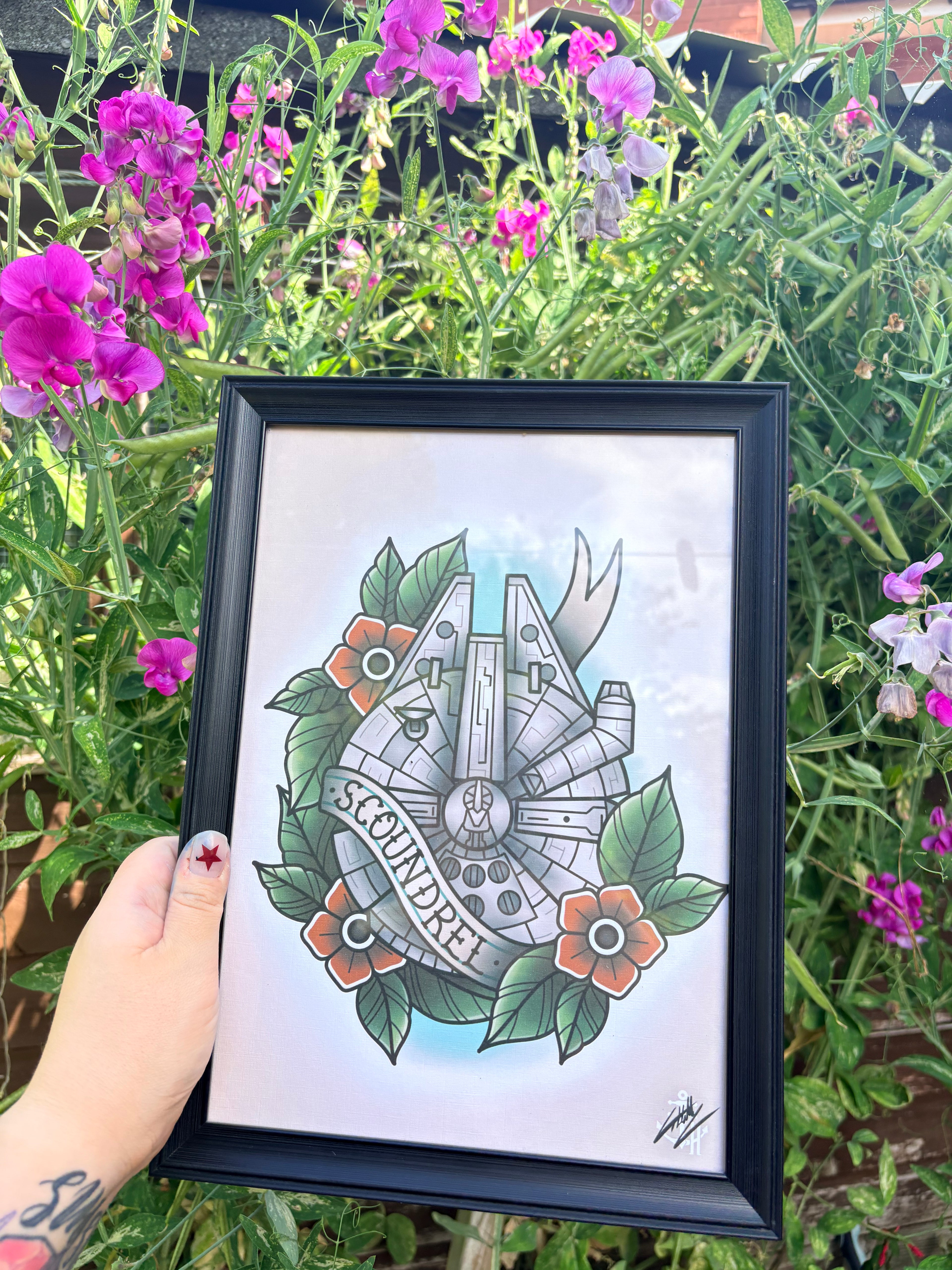 Star was millennium falcon original print (framed)
