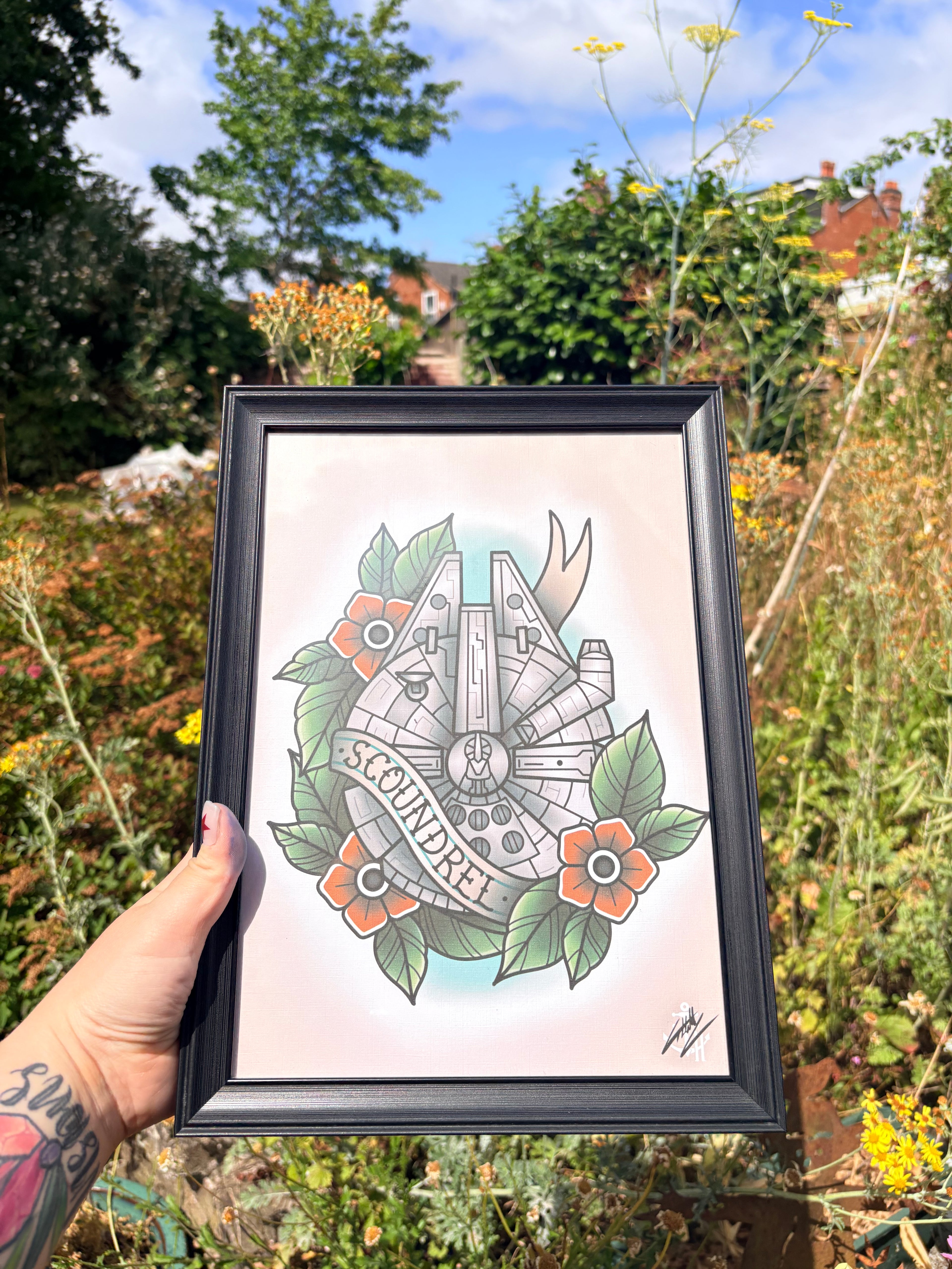 Star was millennium falcon original print (framed)