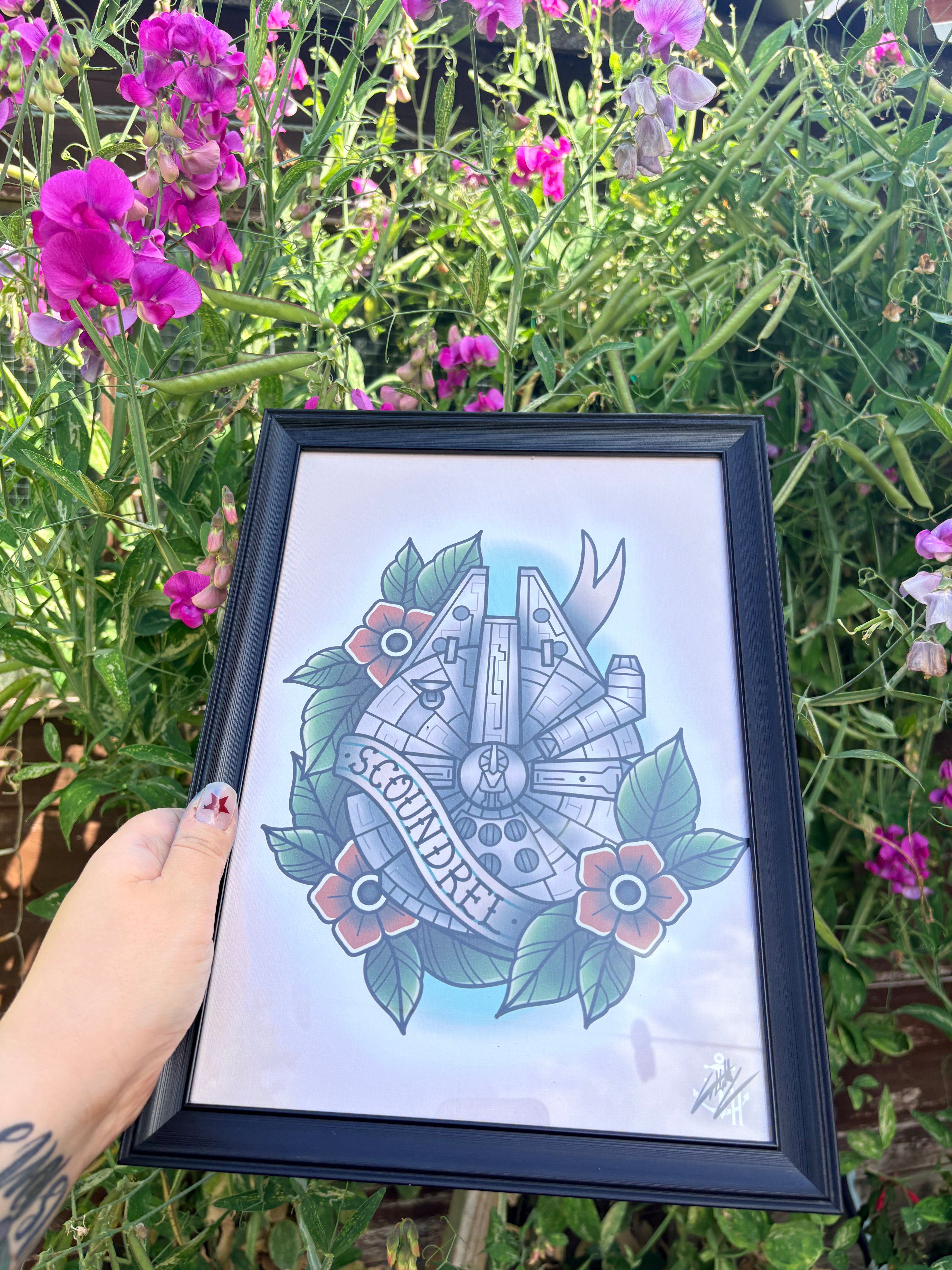 Star was millennium falcon original print (framed)