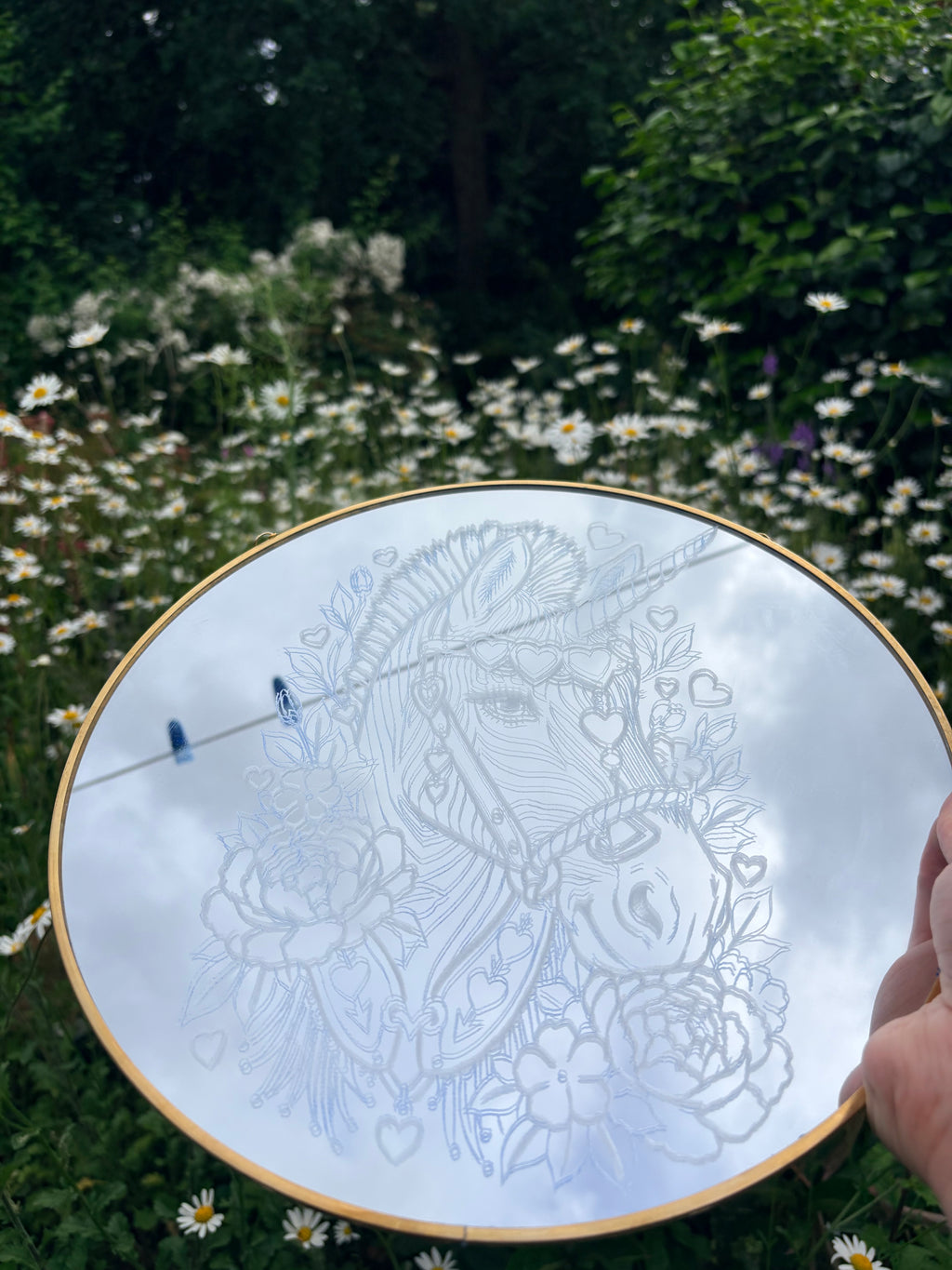Neo traditional zebra show “horse” floral mirror