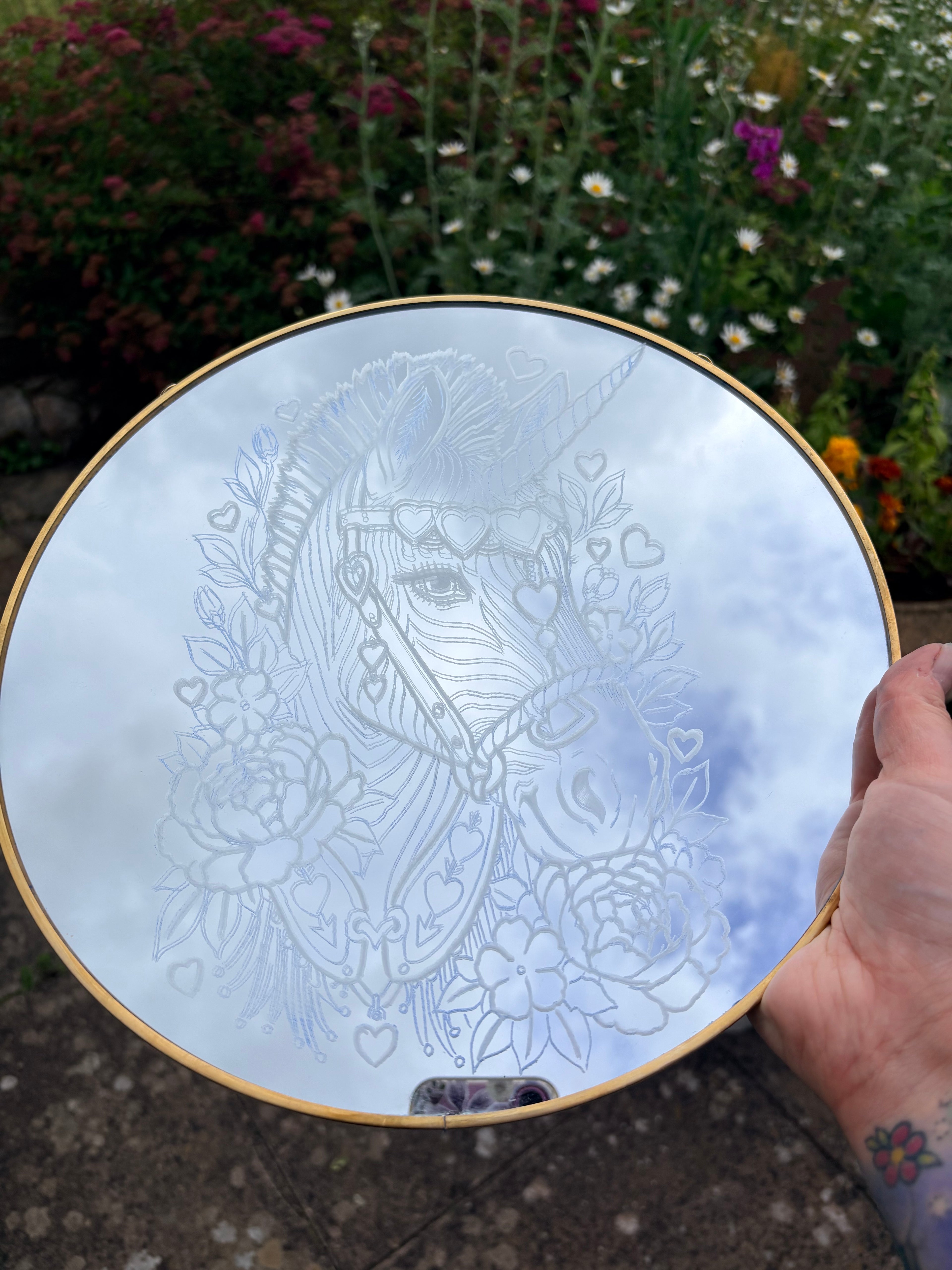 Neo traditional zebra show “horse” floral mirror