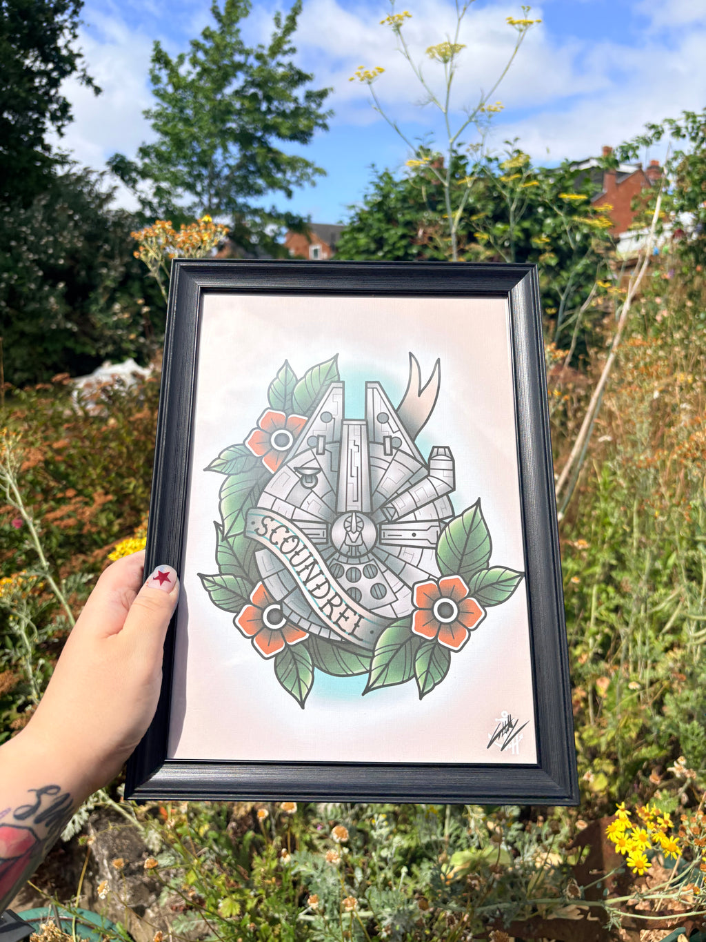Star was millennium falcon original print (framed)