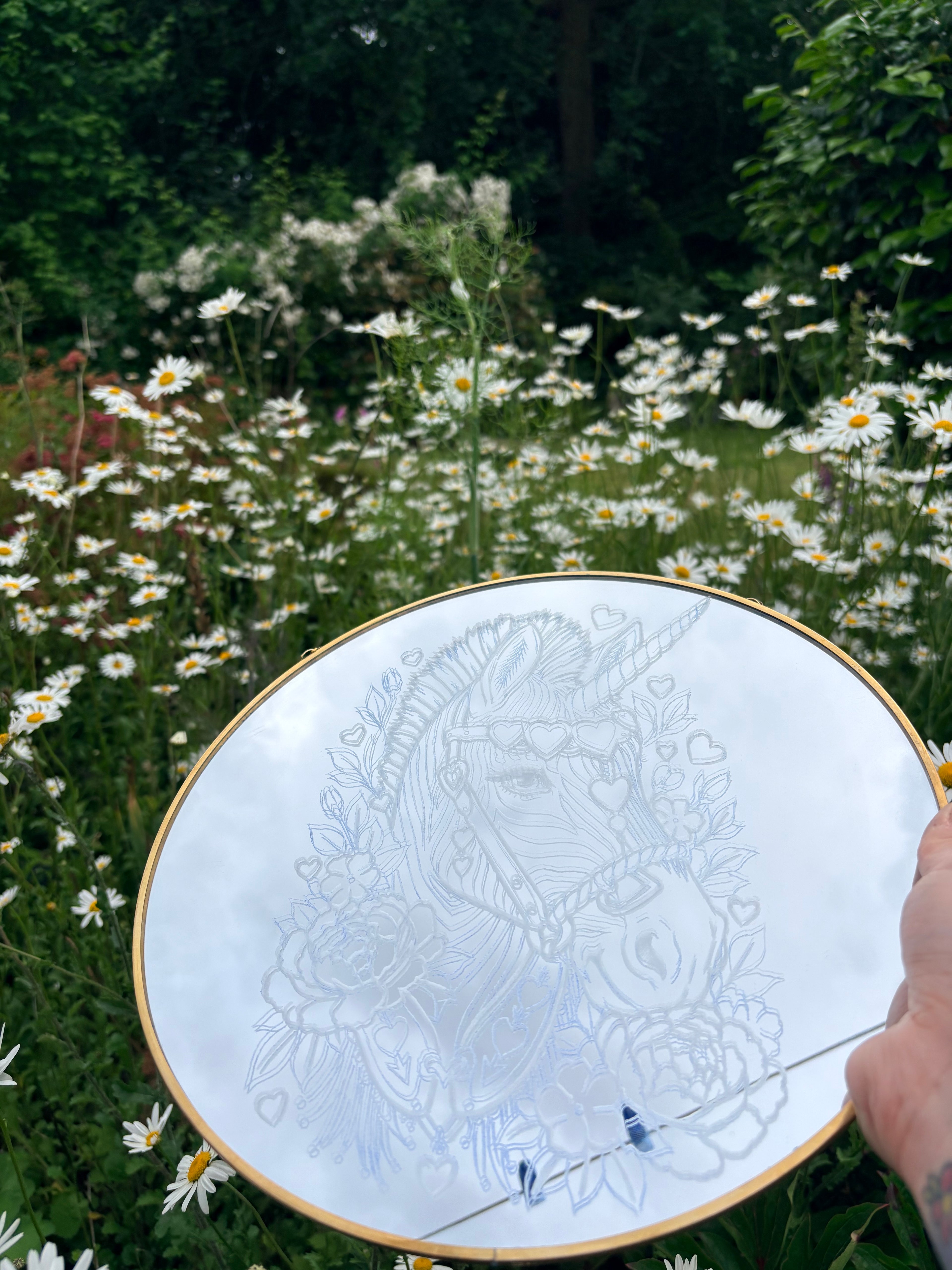 Neo traditional zebra show “horse” floral mirror
