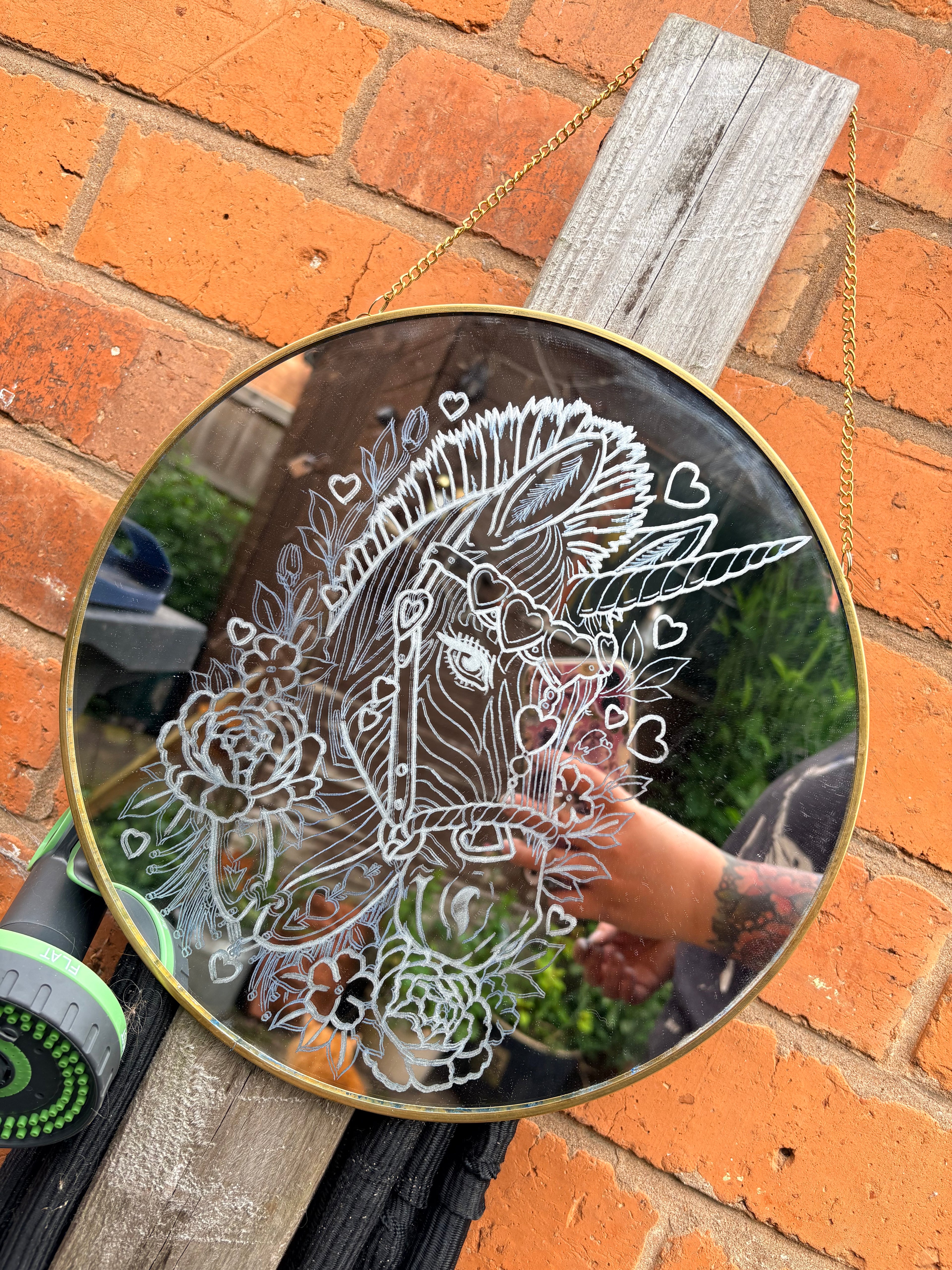 Neo traditional zebra show “horse” floral mirror