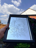 Neo traditional heart tiger with floral mirror
