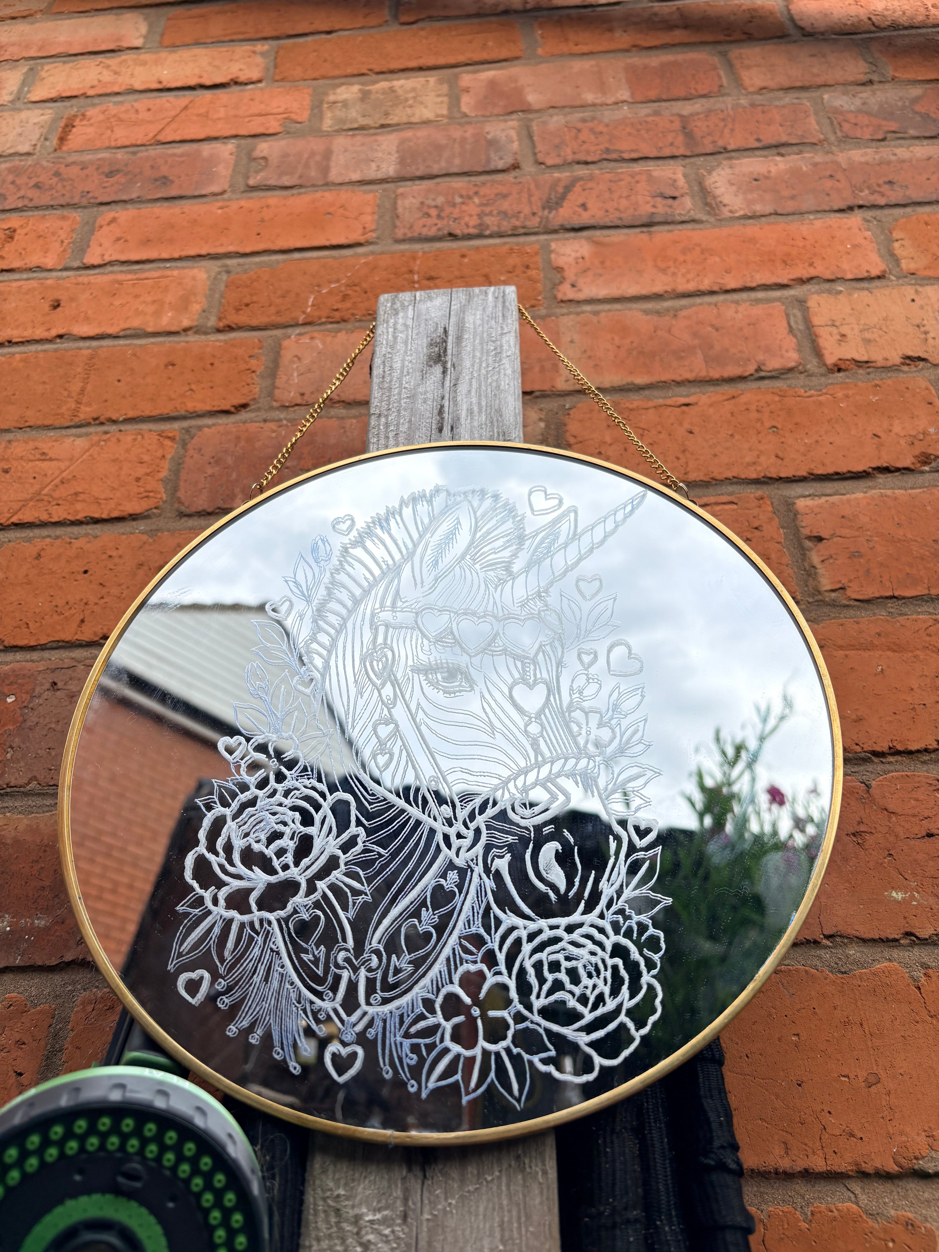 Neo traditional zebra show “horse” floral mirror