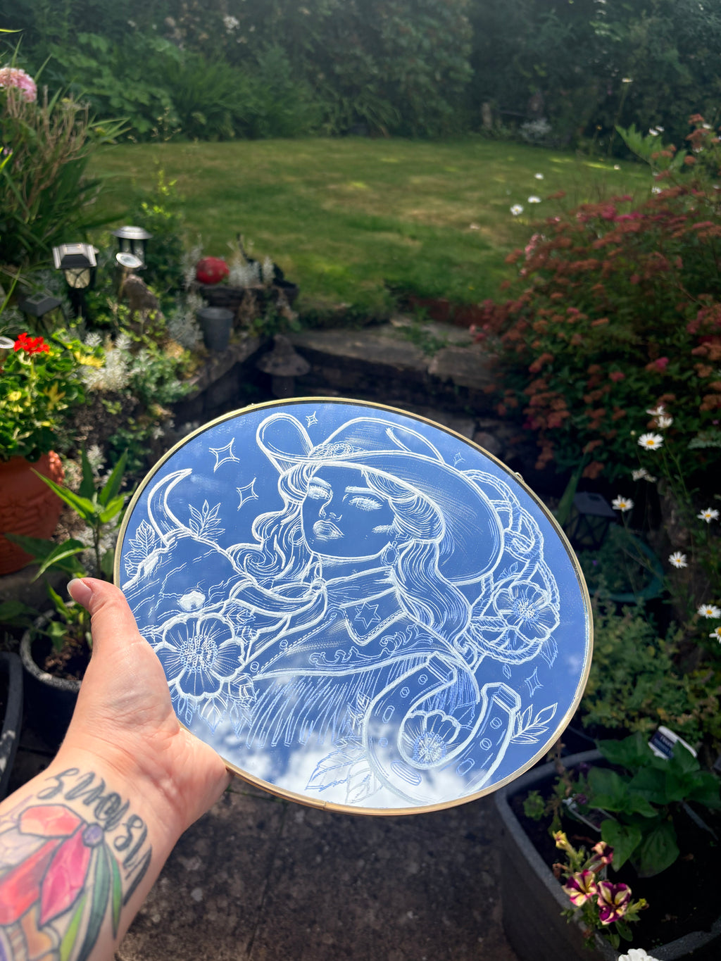 Western cowgirl horse shoe mirror